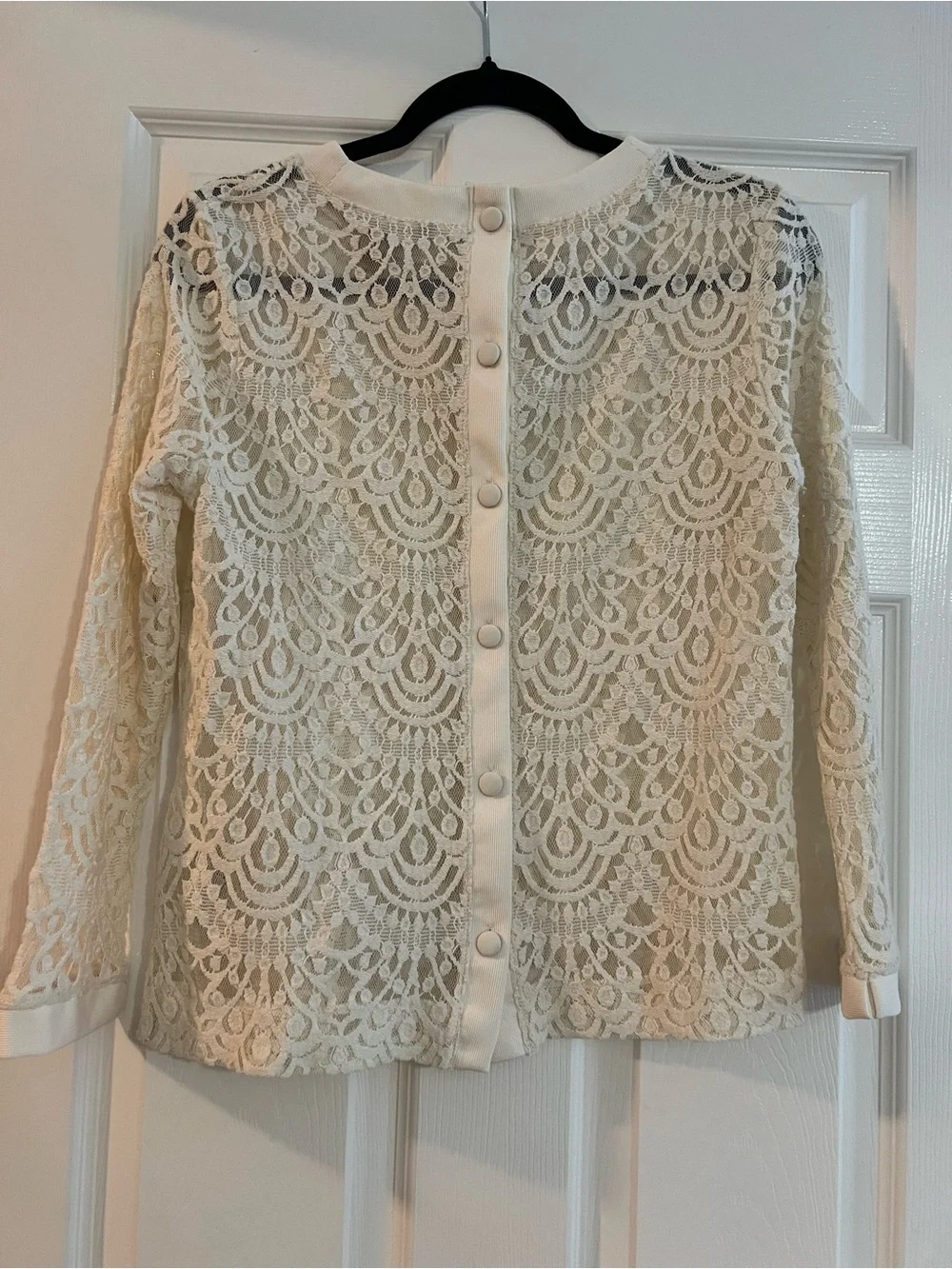 Banana Republic Cream Lace Long-Sleeve Blouse